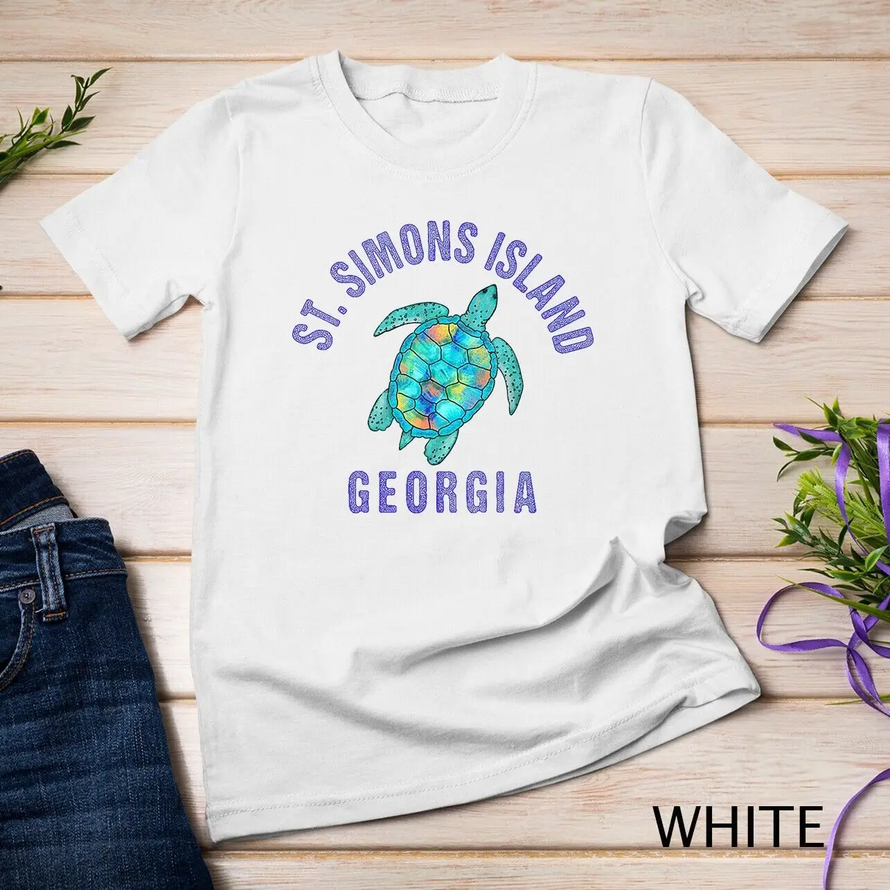 St Simons Island Beach - Sea Turtle Illustration Gift T-Shirt Unisex T-shirt