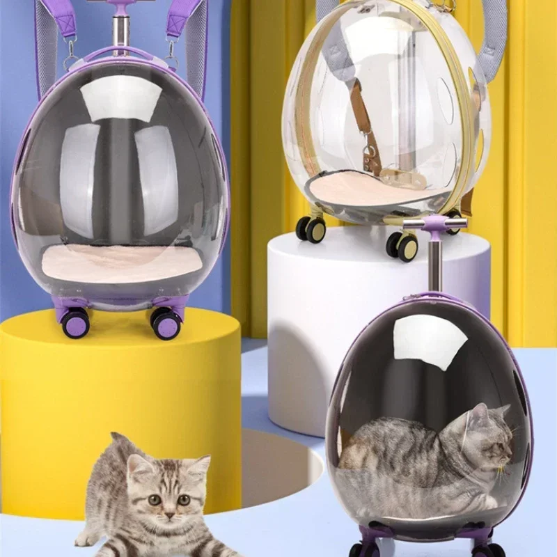 

Cat bag Space capsule Bubble box Going out Breathable large-capacity trolley pet case Cat transparent double shoulder pet bag