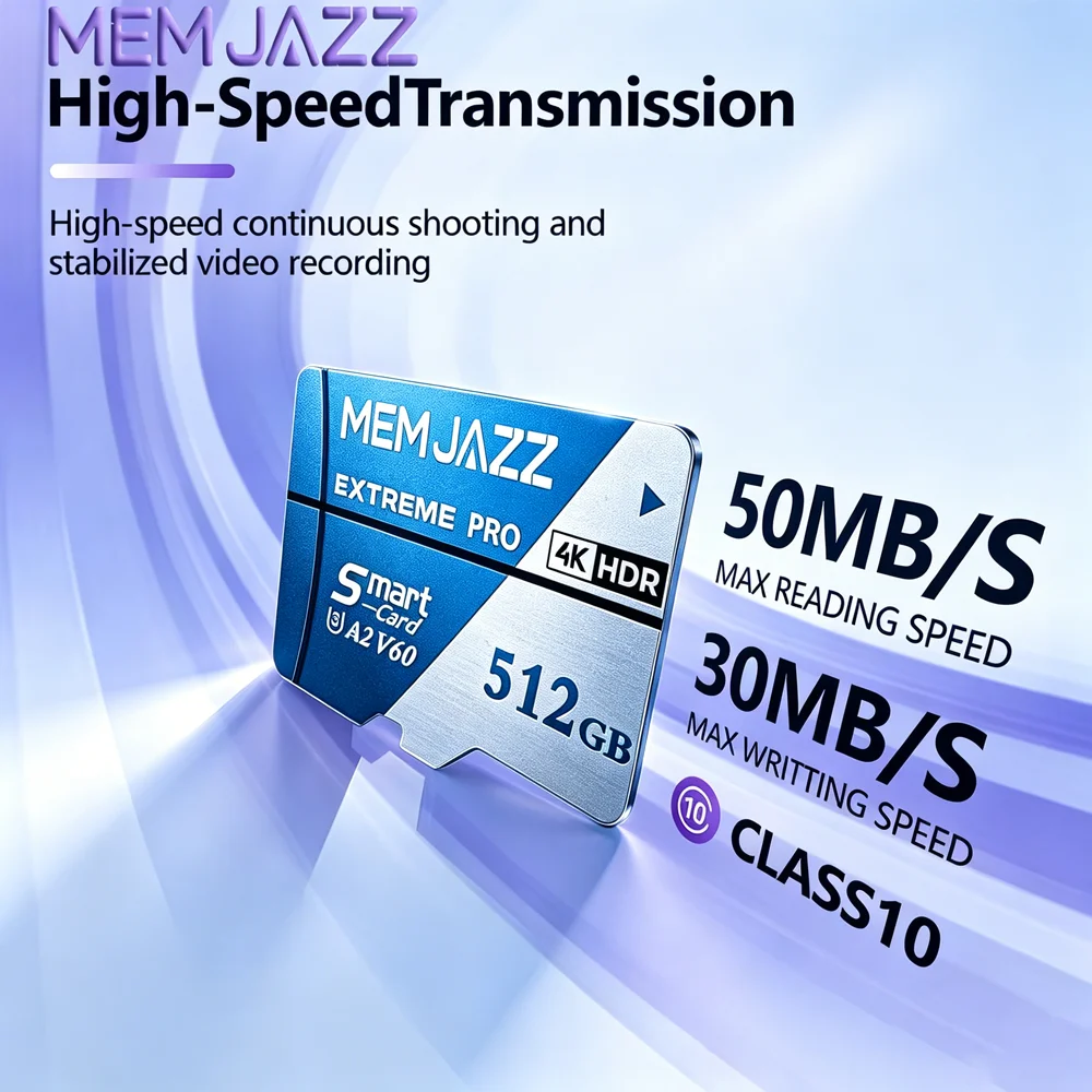 Tarjeta de memoria Micro TF SD de 256GB 512GB U3 V30 A2 de alta velocidad hasta 100MBs, la más vendida para tabletas, smartphones y almacenamiento de video 4K