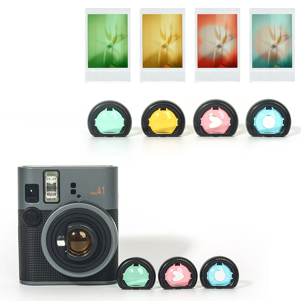 

Lens Filter For instax mini 41, 4 Color Close-Up Lens Filter Assist Ring Camera Lens Accessories