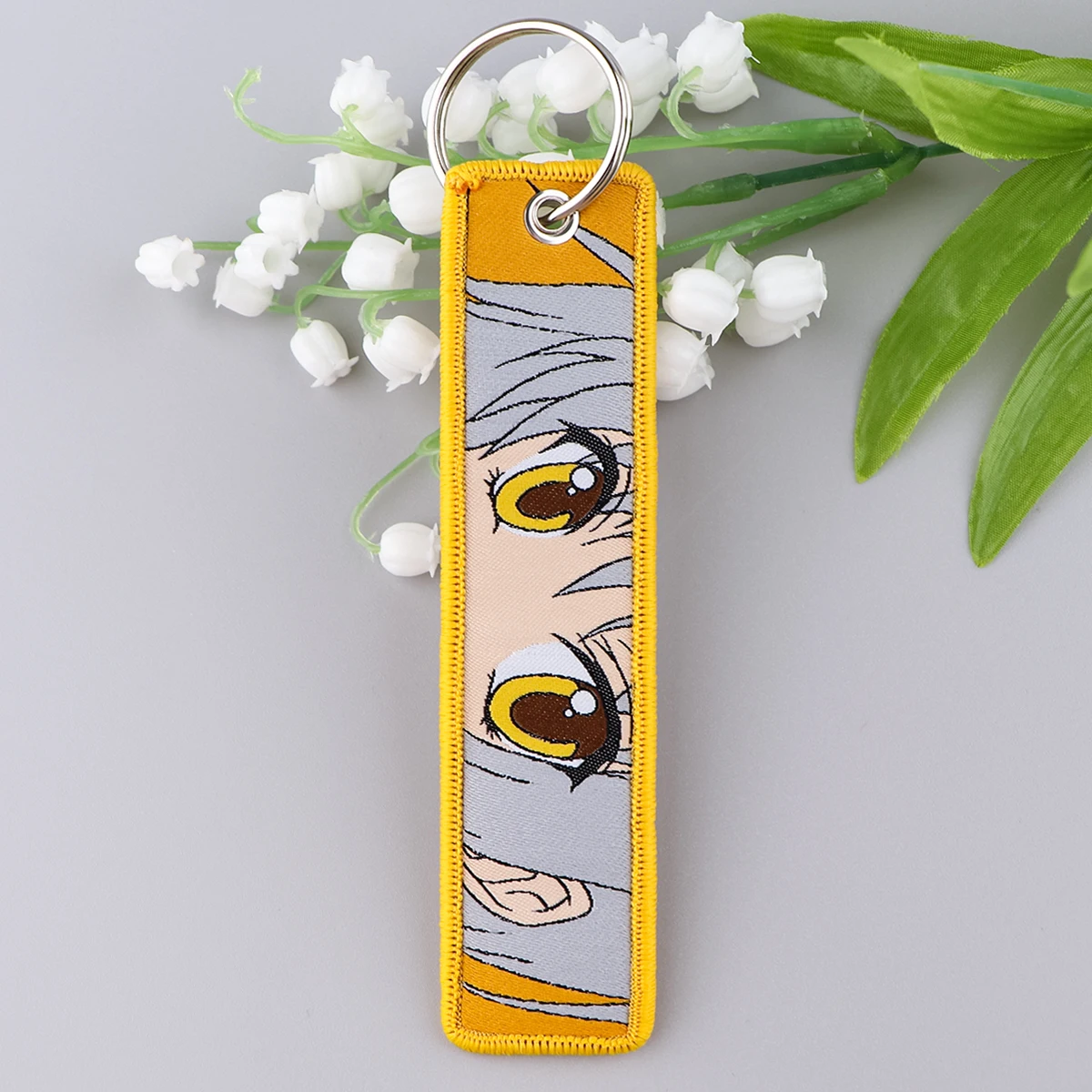 Anime Girls Key Tag Embroidery Key Fobs Keychain For Car Keys Backpack Key Ring Holder Chaveiro Jewelry Accessories