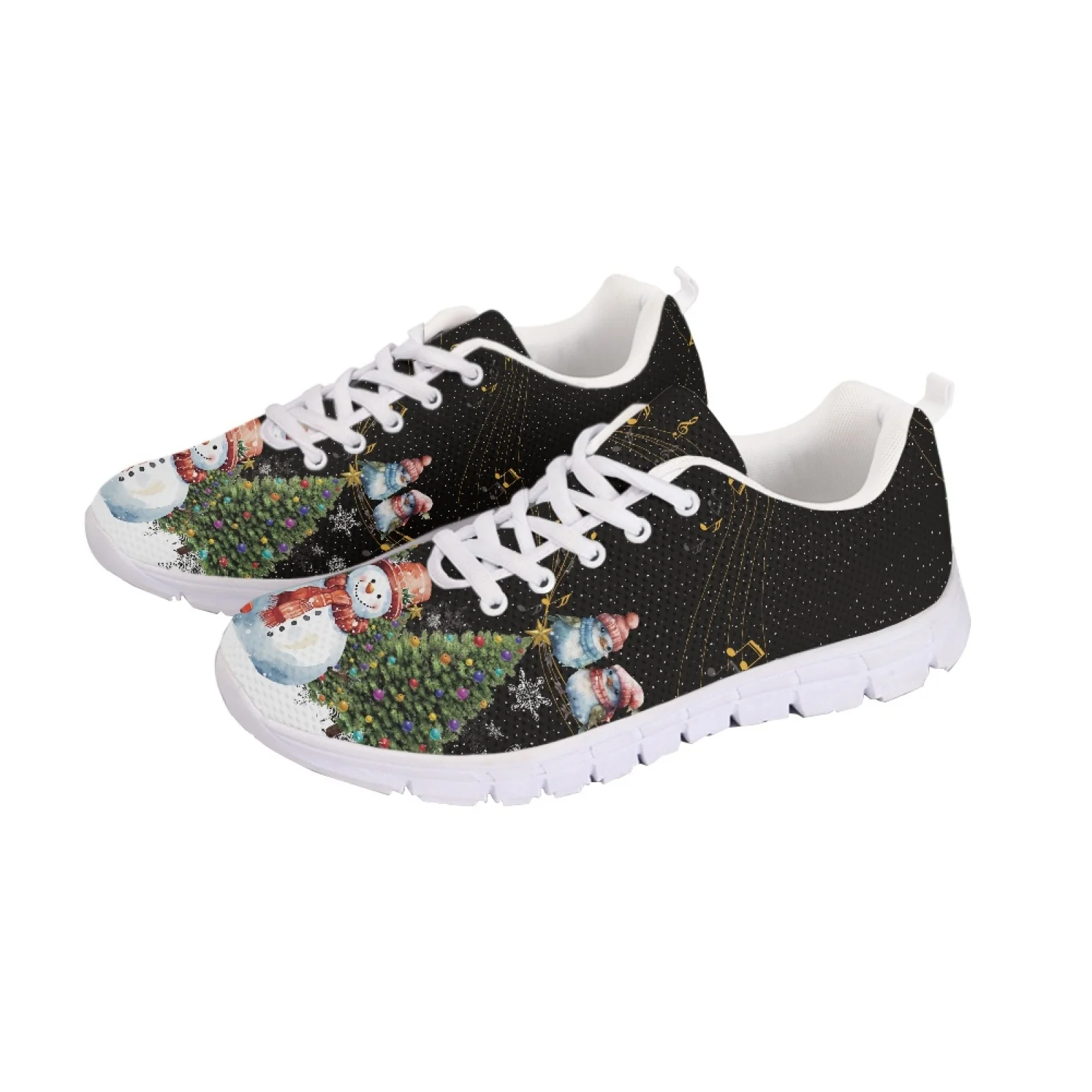 Belidome-Cute Snowman Design Sneakers para mulheres, sapatos de Natal, casuais, confortáveis, andando, tênis, tênis de malha, esportes