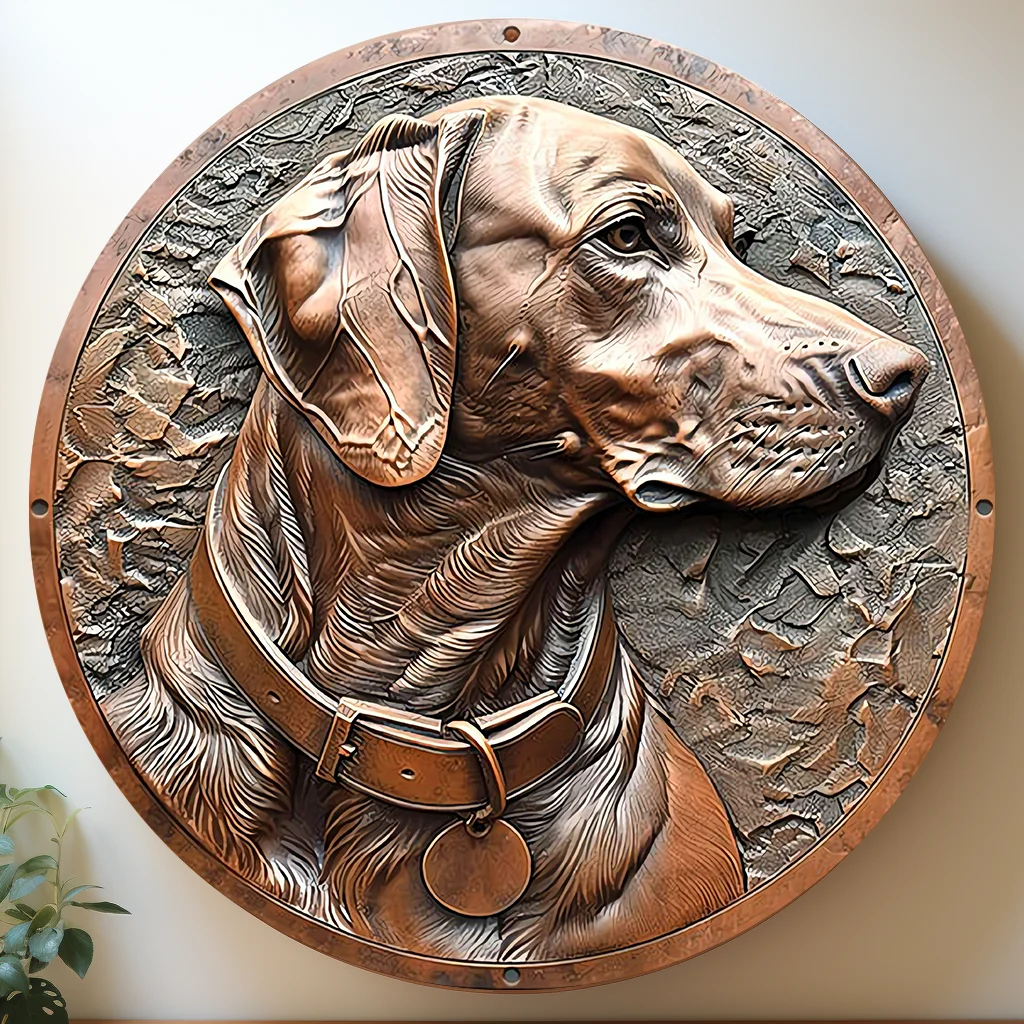 Vizsla Wisla Hound Vizla Hound imitazione artigianato in rilievo decorazione Souvenir, statua piatta per cani da compagnia decorata con Logo in