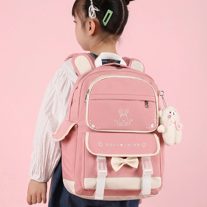 Zaino kawaii pink cartoon cute junior zaino per scuola superiore borse da scuola di grande capacità per ragazze femminili