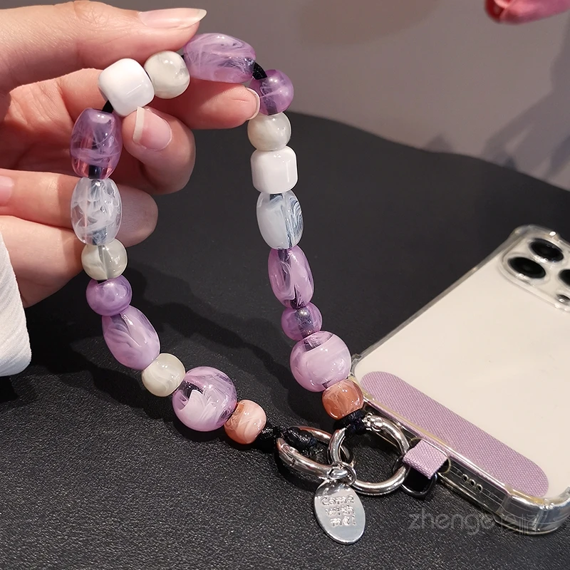 

Подвесная цепочка для мобильного телефона, женская экзотическая веревка с жемчугом из камня, зажим для путешествий на открытом воздухе с защитой от потерь на чехле для телефона, универсальный
