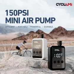 CYCLAMI Portable Bike Pump 150 PSI Rechargeable Compressor Tire Inflator Electric Air Pump For Bicycle Tire with Digital Gauge