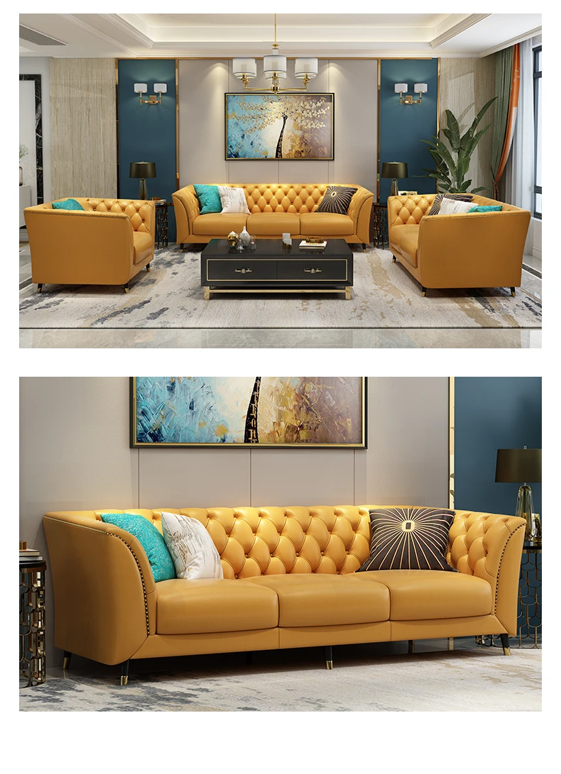 #Light Luxury Classic Armrest Modern Design Antique Soft Sofa Set for Living Room Furniture Leather Sofa