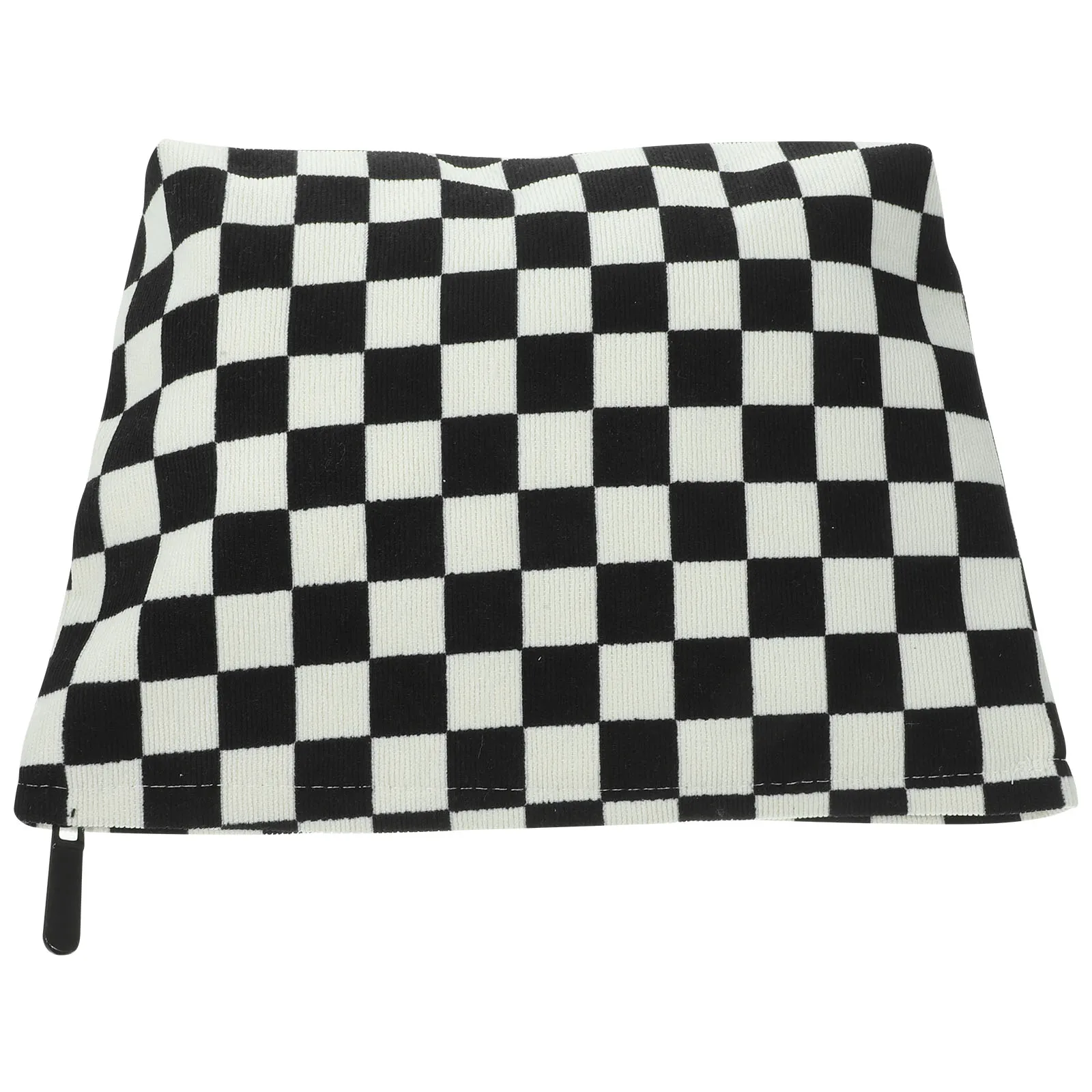 

Corduroy Checkerboard Clutch Black White Portable Bag Wallet Travel Purse Storage For Makeup Accessories Personal Wash