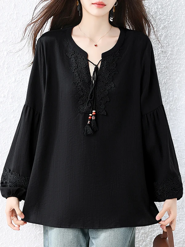Fashionable Loose Women's Shirt Textured Design Early Autumn Slimming Effect Brand Name Tailored Goods Polyester Fiber Long S...