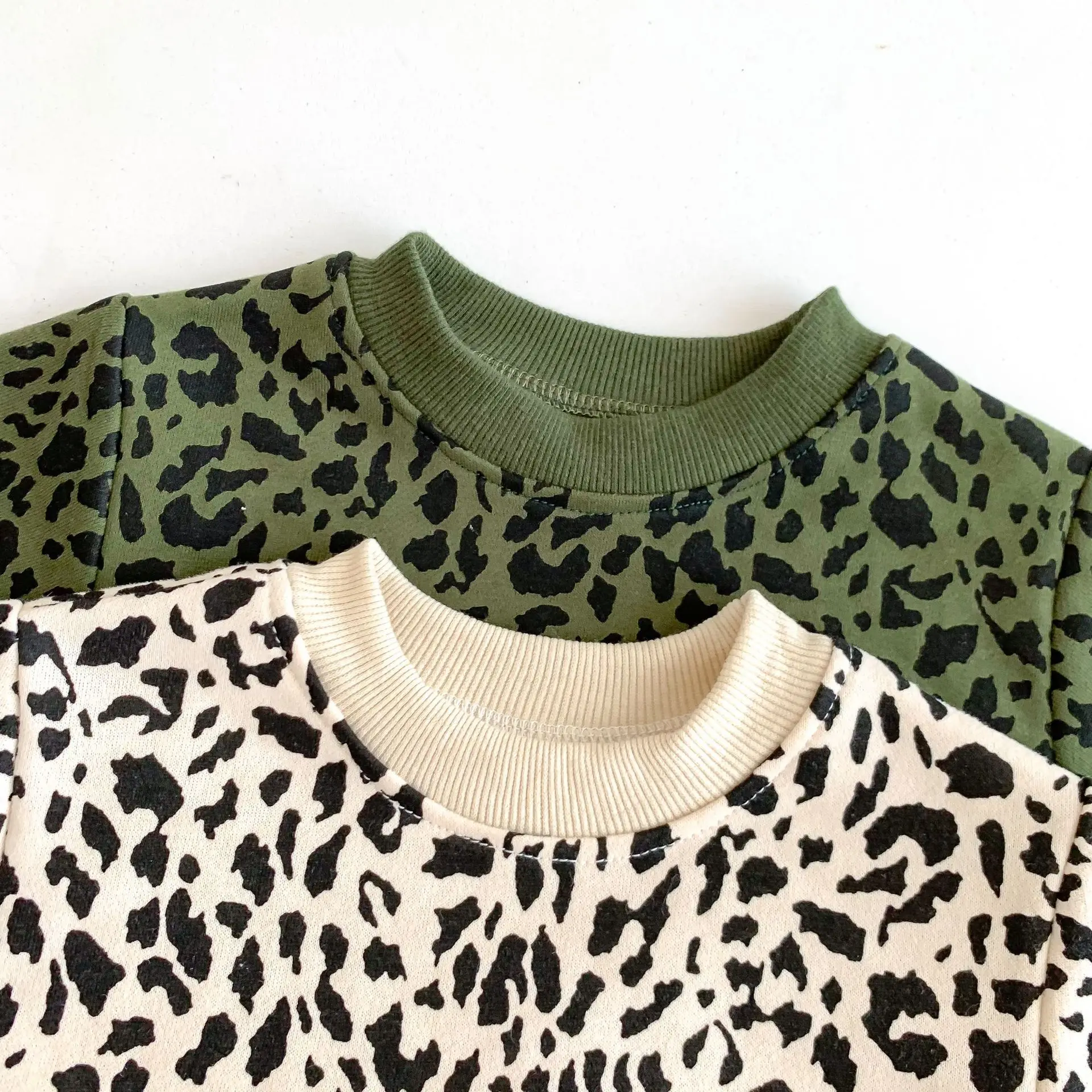 Autumn Infant Outfits Cute Toddler Boy Fashion Leopard Sweatshirt Suit Girl Cotton Print Casual Long Sleeve Tops + Pants 2pcs