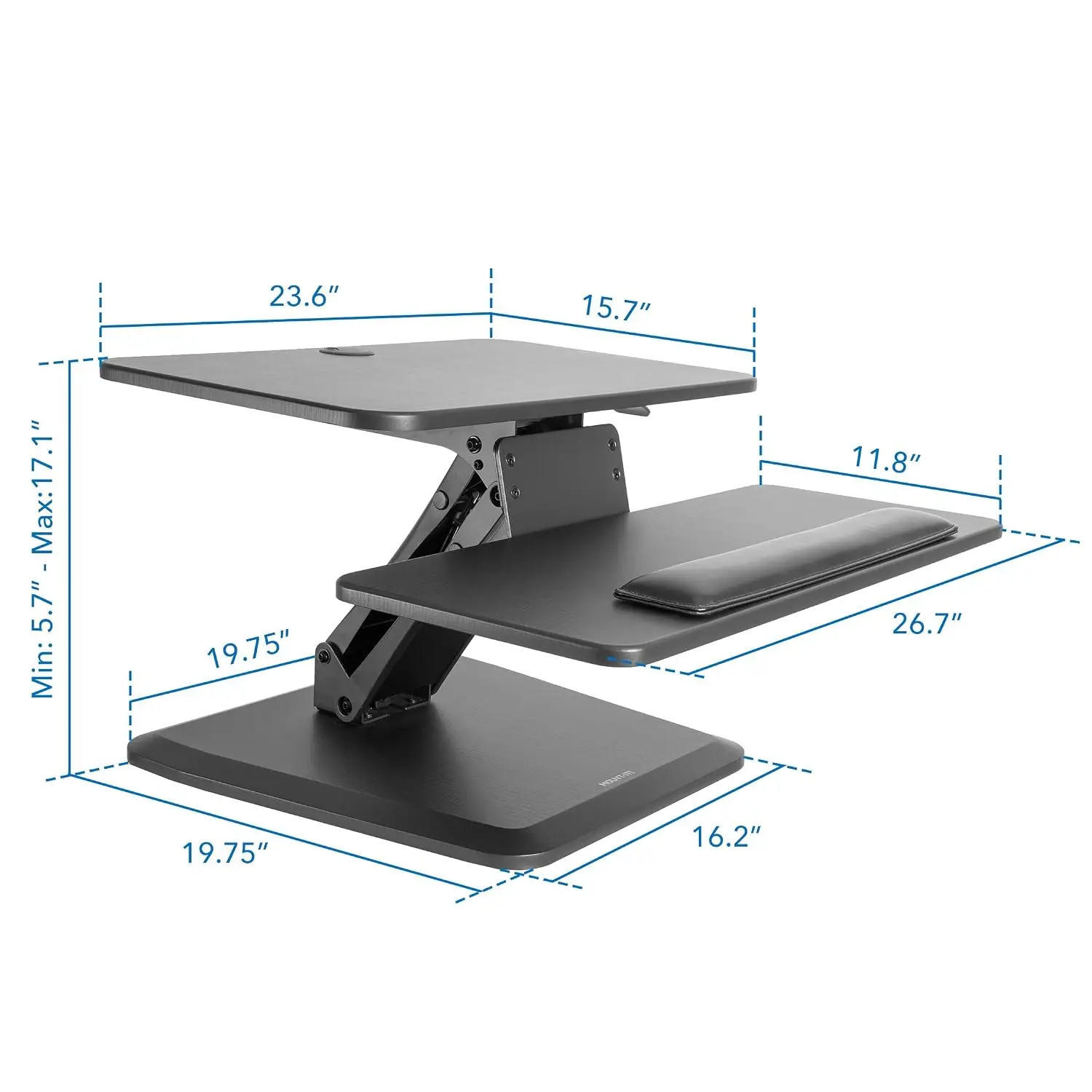 Compact Standing Desk Riser, Height Adjustable Desktop Sit Stand Workstation with Gas Spring, Tabletop Stand Up Desk