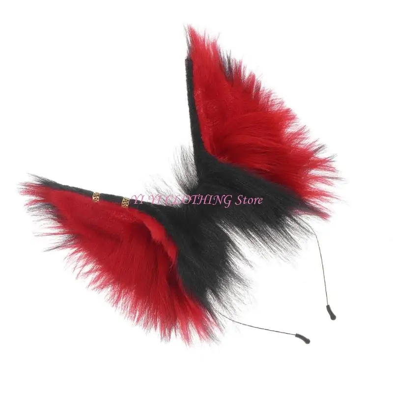 N5KF Furry Wolf Ear Headband Soft Comfortable Hairband Styling Accessory For Cosplay Halloween Party Costume Props Headpiece