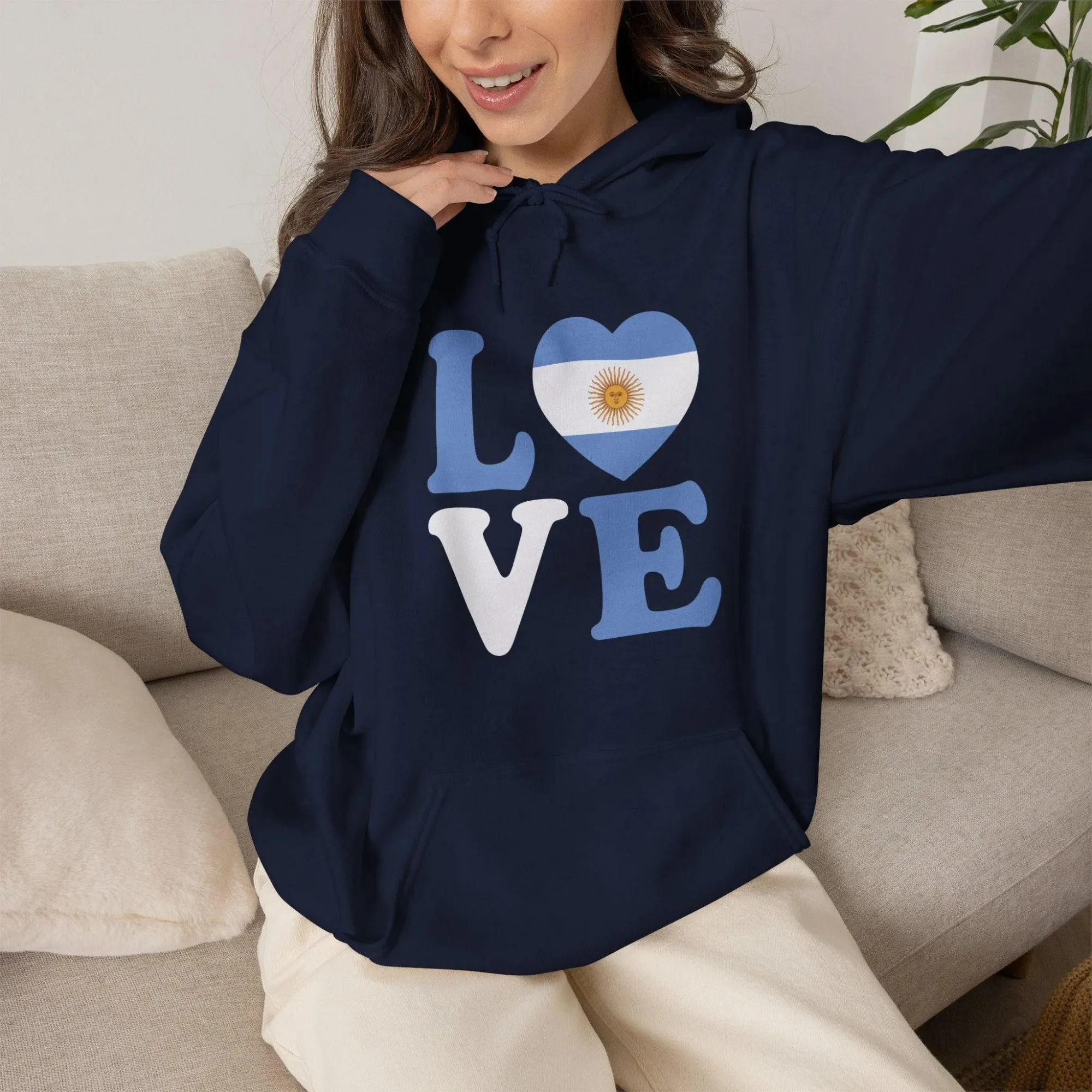 Argentina Love Hoodie | World Soccer Watch Party Hooded Sweatshirt | Game Day Apparel| Argentine Pride Gift