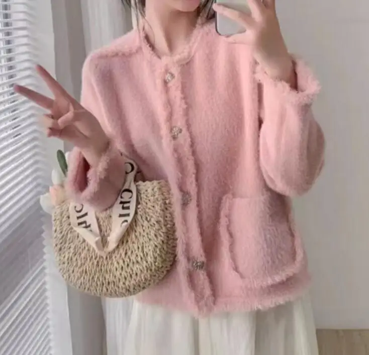 

Новое осенне-зимнее однобортное однотонное пальто с длинными рукавами и круглым вырезом с кисточками для женщин, 4 цвета