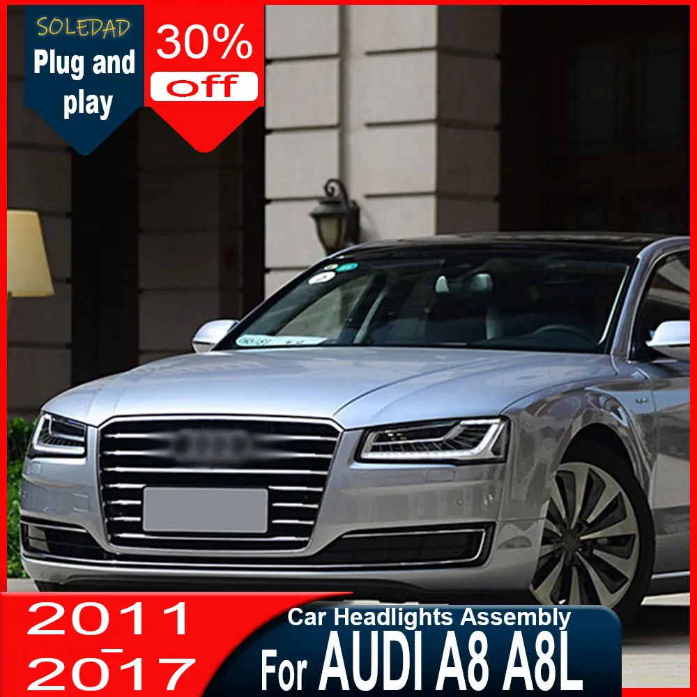 2PCS Car  Headlights For Audi A8 2012-2018 Headlight LED Projector head Lamp Daytime Running Light Automotive Accessories