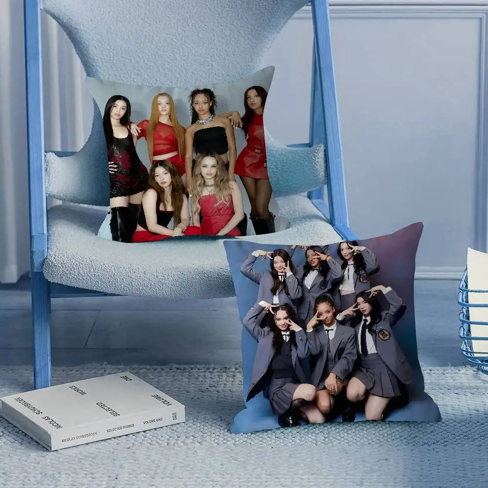 C-مجموعة K-KATSEYE كيس وسادة لغرفة النوم وغطاء وسادة مزخرف مع غطاء وسادة ناعم بسحاب