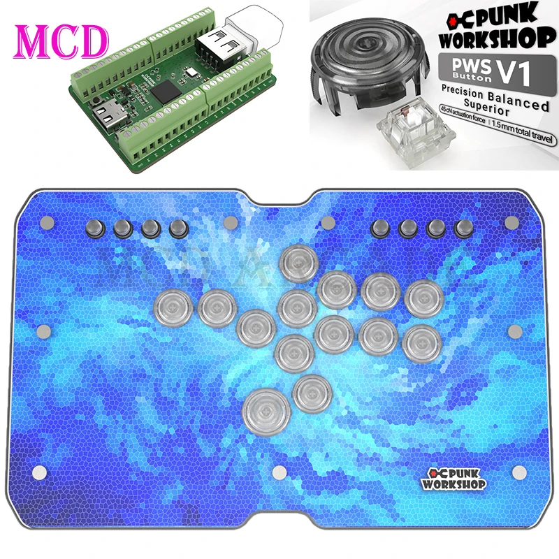 

Punk Workshop Leverless Arcade Fighting Controller Ultra Thin/Mini HitBox Mechanical Button Support PC SF6 With SOCD Cleaner