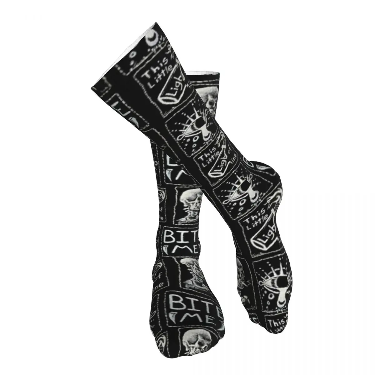 Punk Patch Pattern Adult Stockings Stretchy For Daily Matching Thigh High Socks Bright Colours