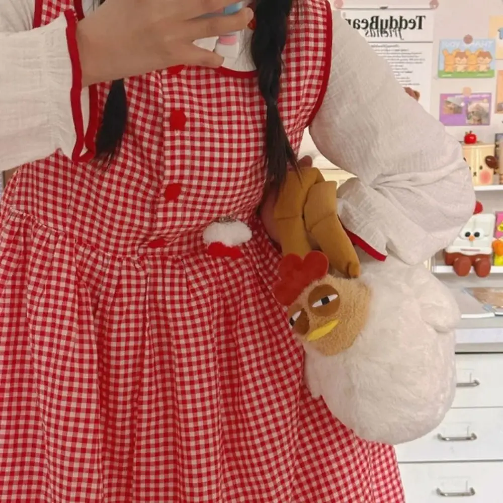 Bolsa de pelúcia de frango em forma de galinha fofa, alça de ombro ajustável de grande capacidade, bolsa de ombro portátil