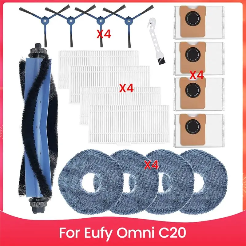 

AT14 Accessory Set For Eufy Omni C20 Vacuum Cleaner Replacement Part Main Side Brush Hepa Filter Mop Cloth Dust Bags
