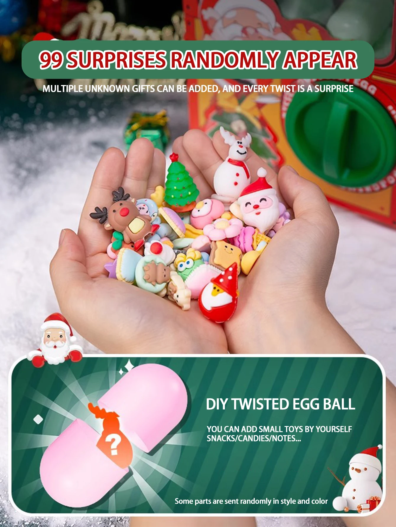 Christmas style mini egg twisting machine toy,  suitable for children over 3 years old, Christmas egg toy