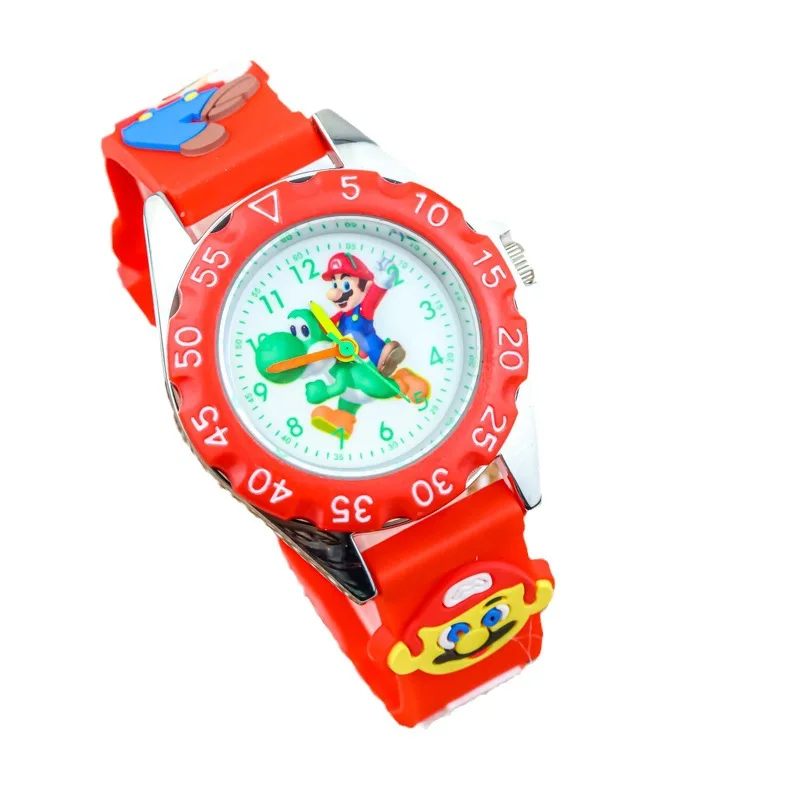 Anime Super Marios Bros orologi luminosi per bambini figura Anime Luigi Cosplay orologio elettronico al quarzo bambini regali di compleanno