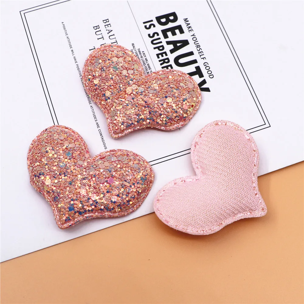 6cm Glitter Diamond Paillette Padded Heart Patches Appliques For Clothes Sewing Supplies DIY Craft Decoration