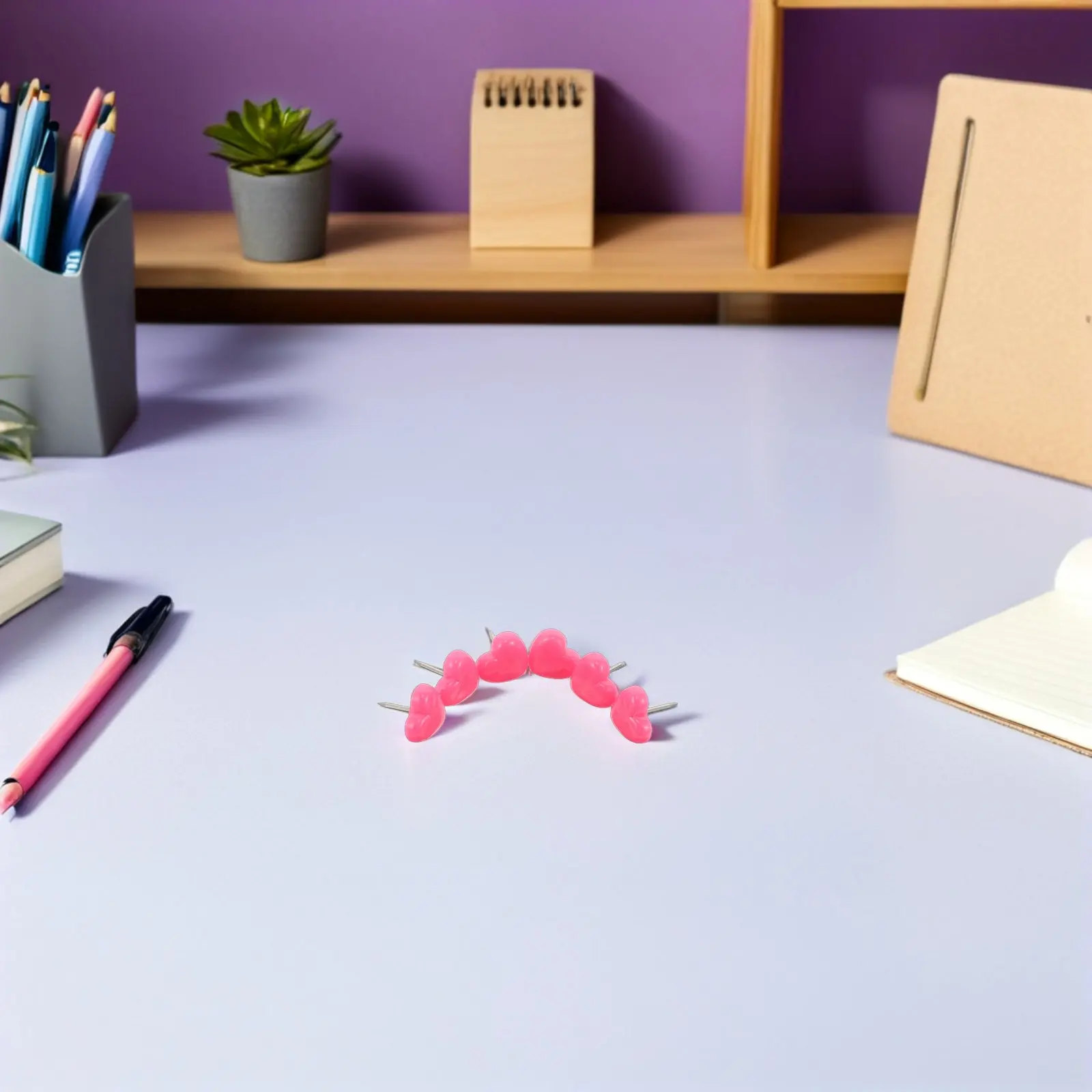 100Pcs Pink Heart Pushpins Thumb Tacks Creative Photo Clip Holder for Cork Board Dorm Office Wall Hanging Pictures