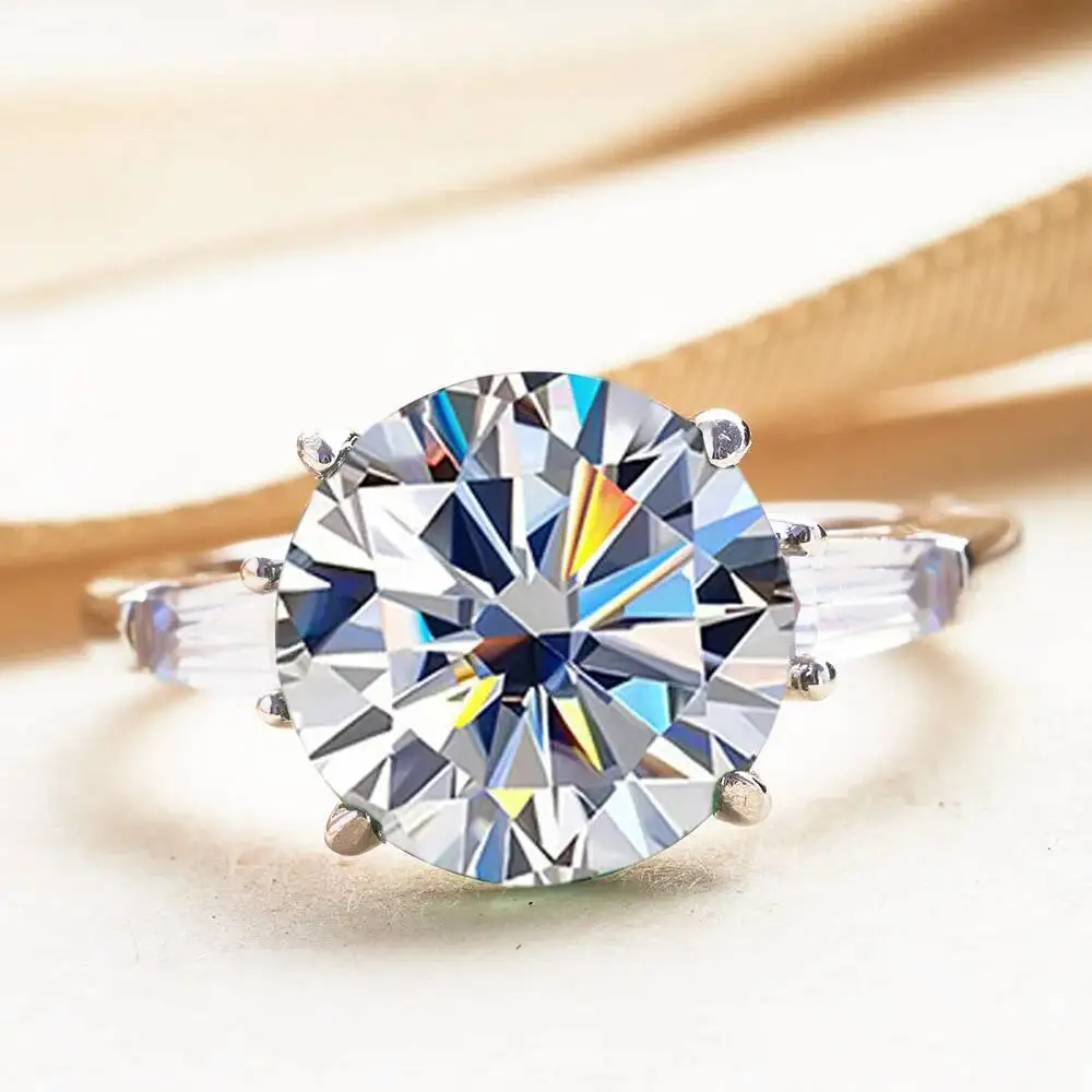 JoiasHome 5CT VVS1 Moissanite Ring GRA Certified S925 Sterling Silver Round Cut Engagement Promise Ring for Women