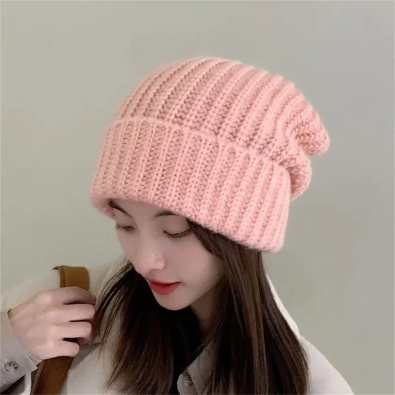 Big Head Circumference Wool Hat Unisex Winter Beanie Skullies Hat Women Knitted Bonnet Beanie Caps Men Warm Knit Pile Cap