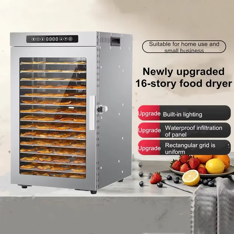 Professional 16 Layer Food Dehydrator Machine 1200W High Power Dryer for Jerky Fruit Leather Herbs with Overheat Protection
