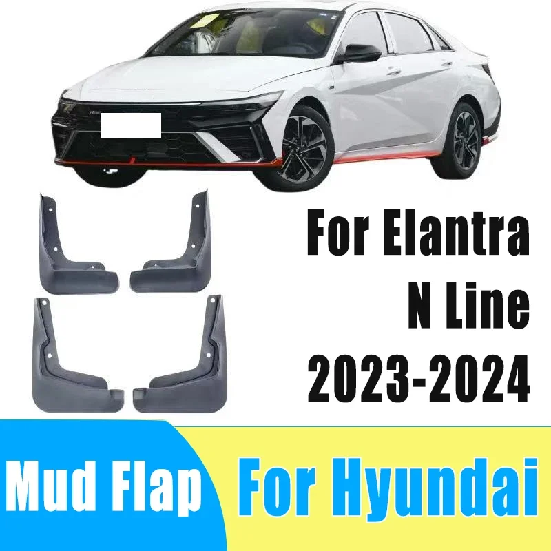 

4pcs Auto Mudguard Waterproof Prevent Mud Splashing Car Mud Flap Fender Trim Accessory For Hyundai Elantra N Line 2023-2024