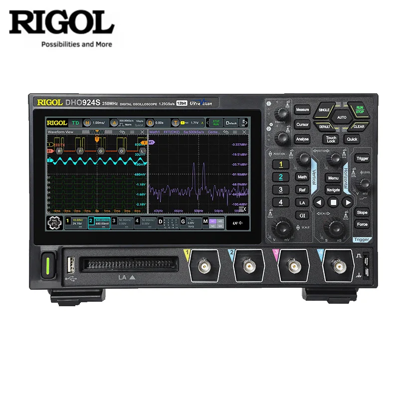 راسم الذبذبات من سلسلة RIGOL DHO900: 4CH، 125/250MHz، 25Mpts، وحدة فك ترميز بروتوكول إلكترونيات السيارات ومسمة Bode (DHO914S/DHO924S)