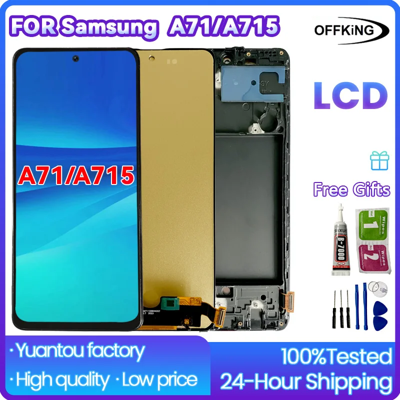 6.7 inch LCD for Samsung Galaxy A71 A715 SM-A715W  SM-A715F/DSN Touchscreen Digitiser for Samsung  SM-A715F with Frame LCD