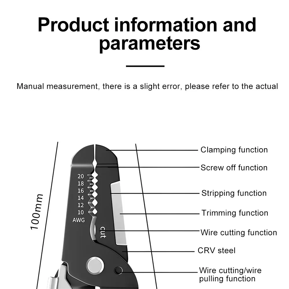 16 In 1 Multifunctional Stripping Pliers Cable Stripping Pliers Cutting Plier Needle Nose Pliers Wire Stripper Crimper Cutter