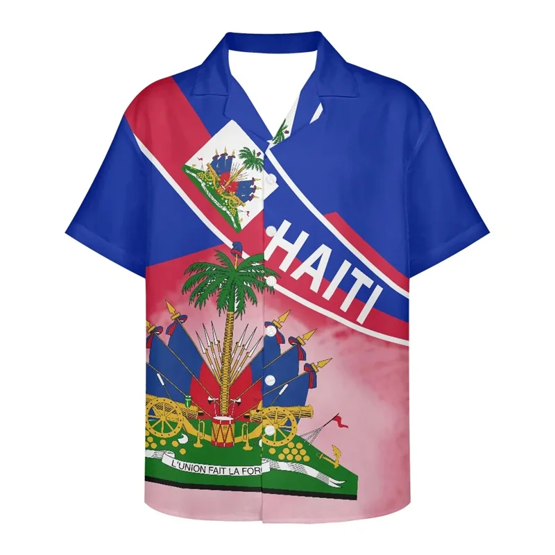 New 3D Haiti Island Flag Emblem Printing Shirts Children Fashion Streetwear Short Shirts Men Summer Hawaiian Vintage Clothes Top