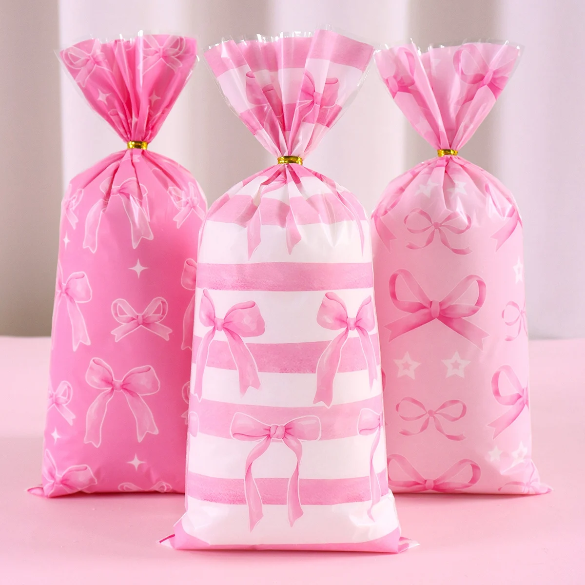 25/50 Stück Rosa Geschenktüten mit Schleife Süßigkeiten-Beutel für 1. Geburtstag Party-Gastgeschenke Hochzeitspartyzubehör Valentinstag – Detail 3