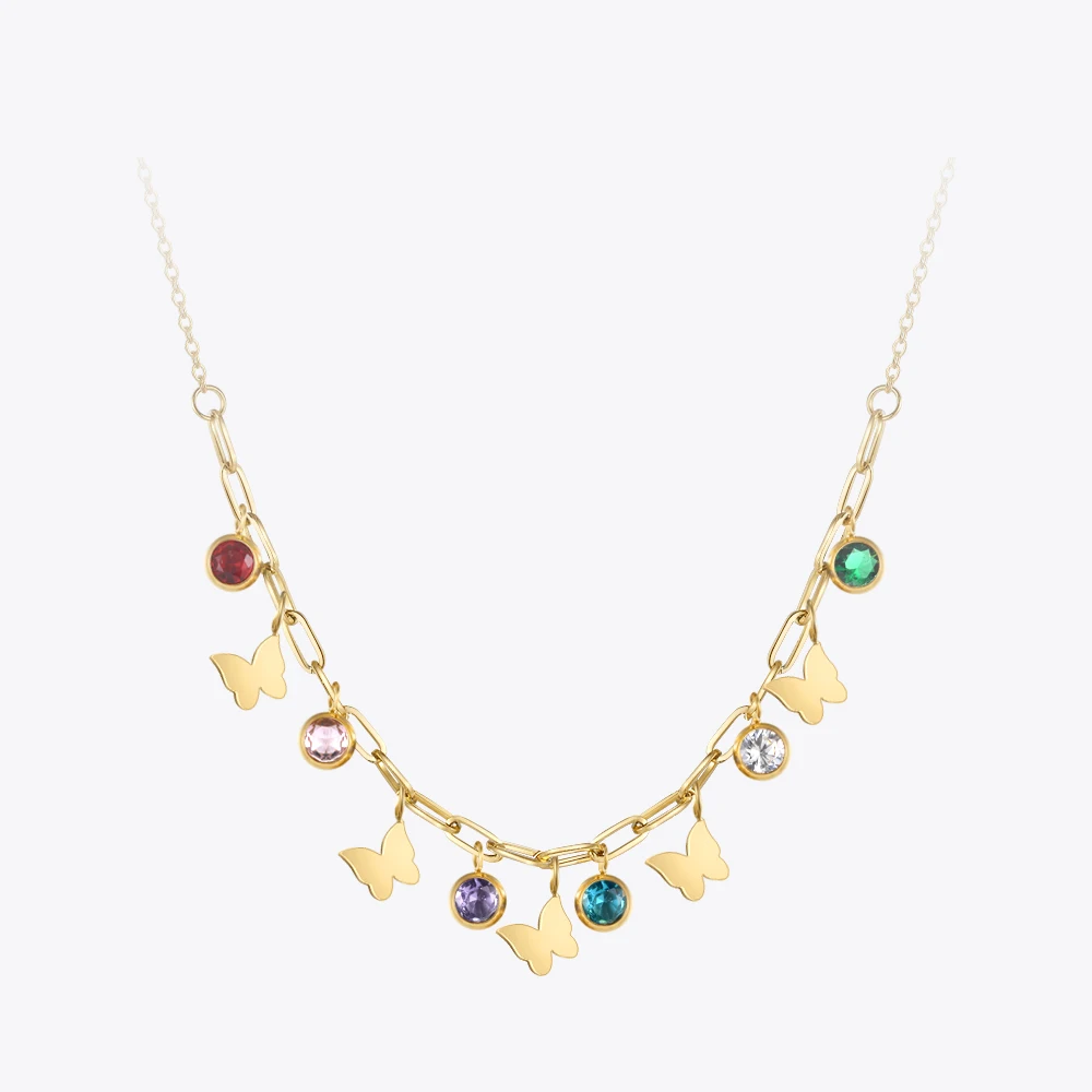 ENFASHION Stainless Steel Necklace Gold Color Colorful Gem Charm Pendant Necklaces Fashion Jewelry Collares Para Mujer P223285