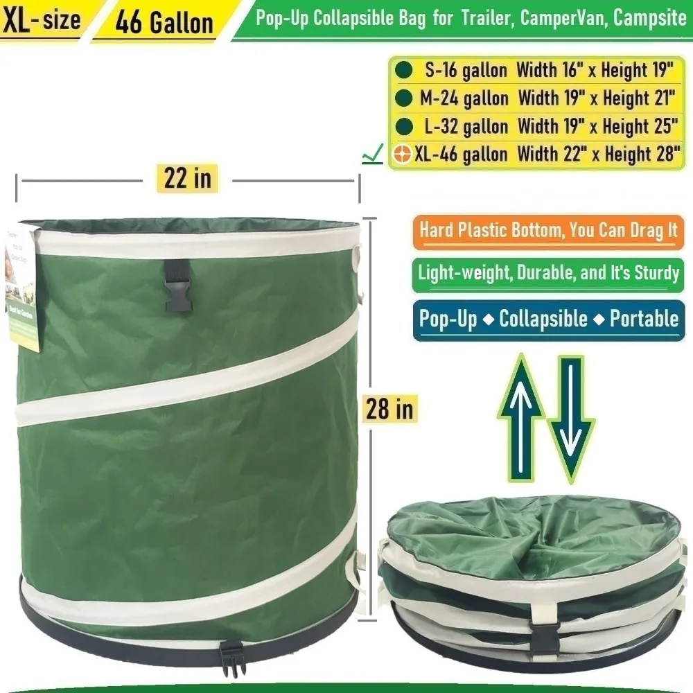 Imagem -02 - Yard Waste Bin com Hard-shell Inferior Garden Bolsa Bolsa de Detritos Pop-up Reciclagem Bins 46 Galões