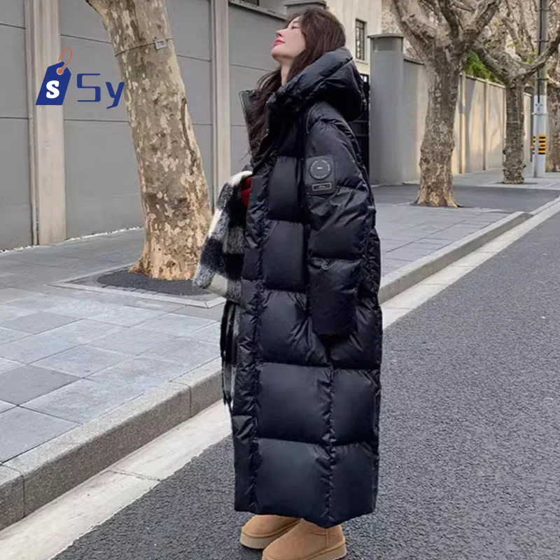 

Sy Black Winter Women's Down Puffer Jackets Baggy Thickening Warm Oversize Clothing Boutique Clothes Cotton And Long Coats