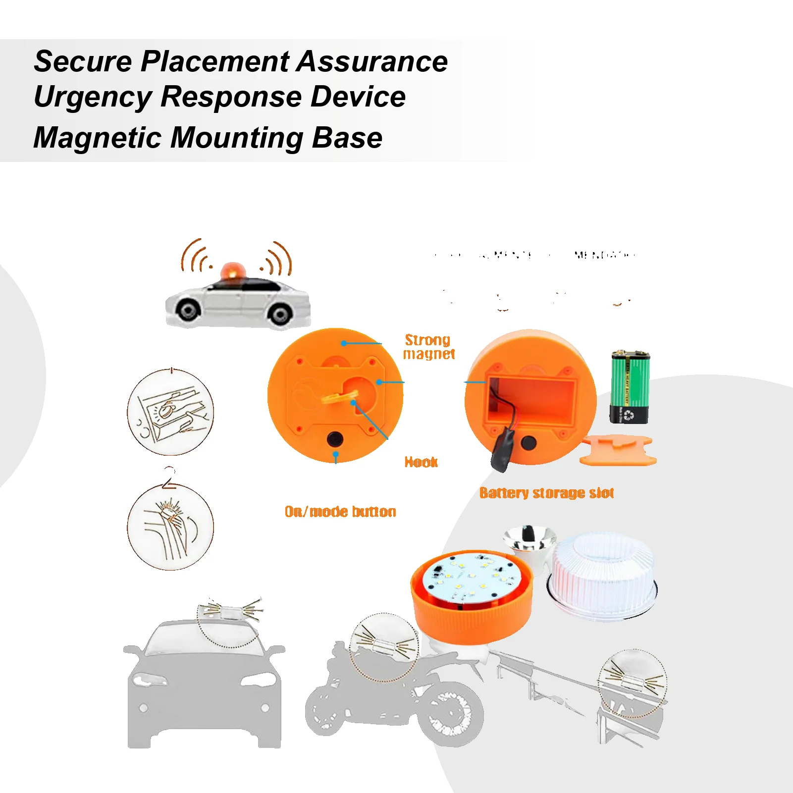 

LED Strobe Lights Magnetic LED Auto Auxiliary Parts With Battery Car Flashing Lights For Trailer Tow Service Work Motorcycle RV