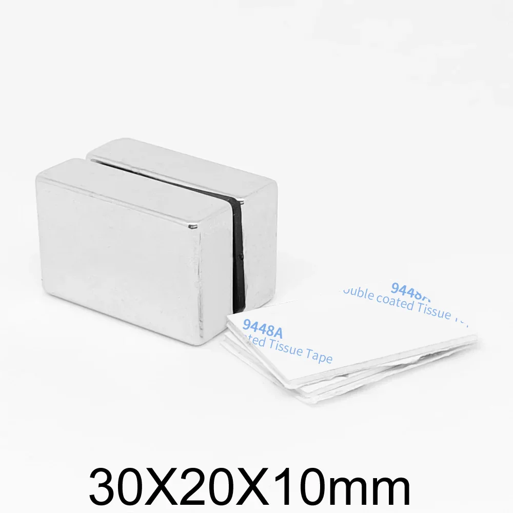 1/2/5/10PCS 30x20x10mm Quadrate Super Powerful Strong Magnetic Magnets With 3M Tape 30*20*10 Block Neodymium Magnets 30x20x10