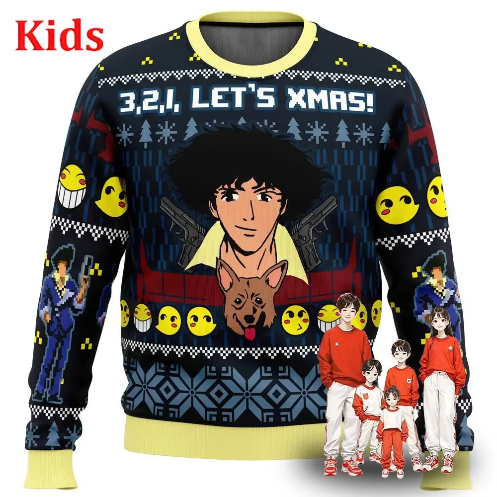 Cowboy Bebop See You Space Cowboy Ugly Christmas Sweater Christmas Sweater Gift Santa Claus Pullover Kids 3D