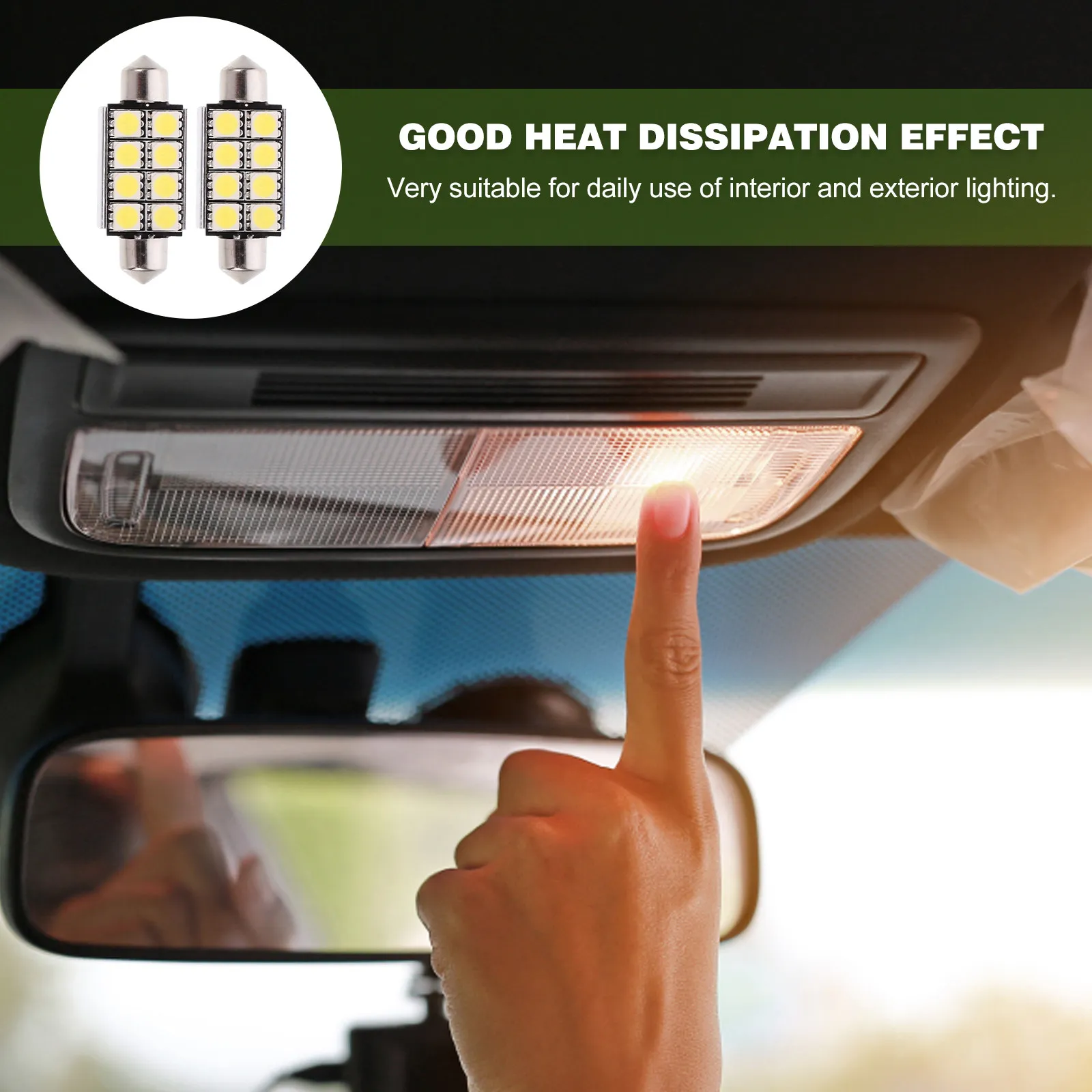 LED Double-point Lights 42mm Festoon Car Interior Dome Light Colored Wedge Premium Material Easy Install Low Power Consumption