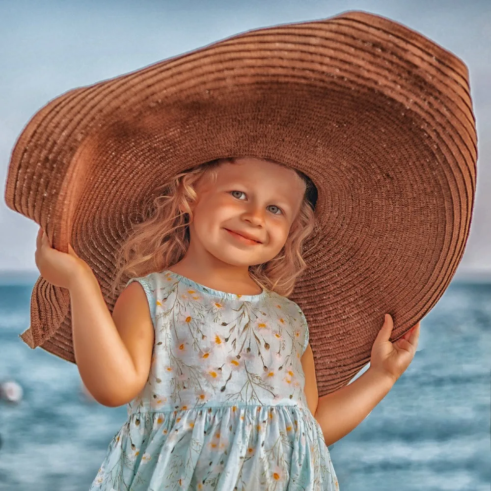 

Sunscreen 70cm Wide Brim Sun Hat UV Protection Fashion Diameter Large Straw Hat Casual Boho Style Summer Beach Sun Hat