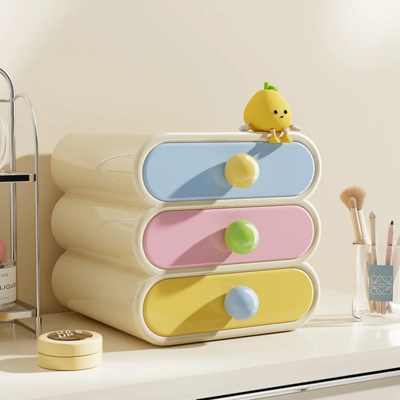 Drawer-Type Multi-Layer Cosmetic Organizer for Bedroom Desktop High-End Makeup Storage Box with Sliding Drawers Storage Rack