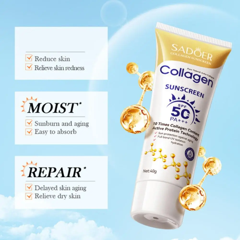 SPF50+ Collagen Sunscreen For Face & Body Anti-Aging Sun Block Cream UV Protector Oil-Control Non-Greasy