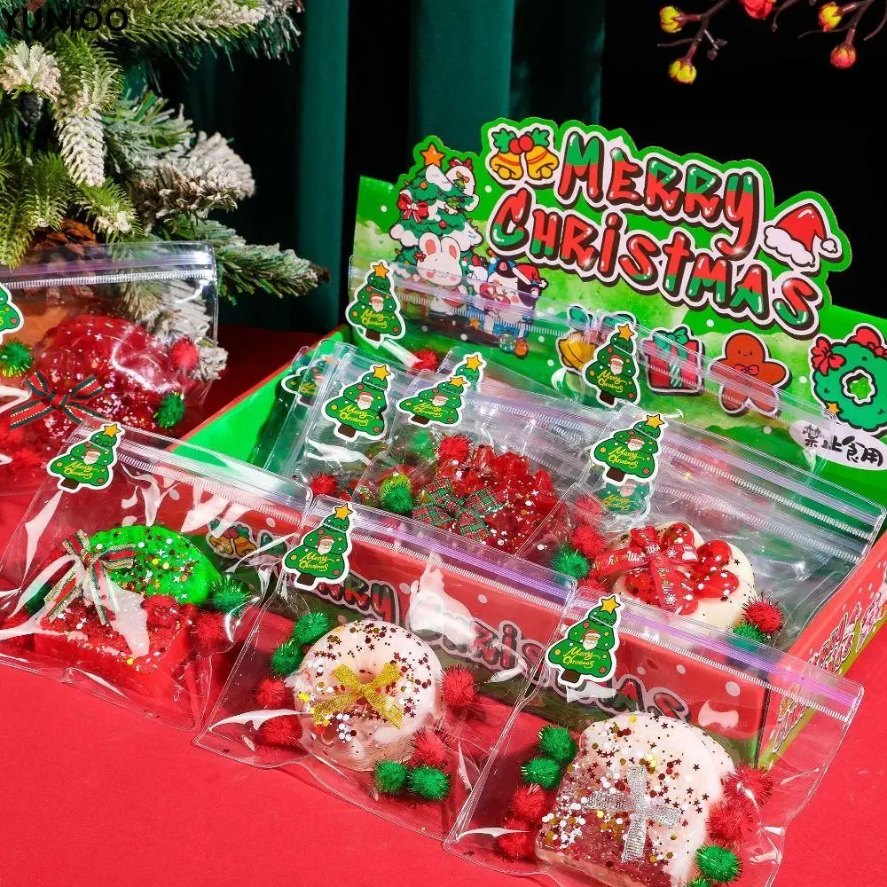 Kneden Kerst Kat Poot Knijpspeelgoed Sneeuwpop Trage rebound Cartoon Donut Speelgoed Handgemaakte siliconen kerstboom Knijpspeeltje