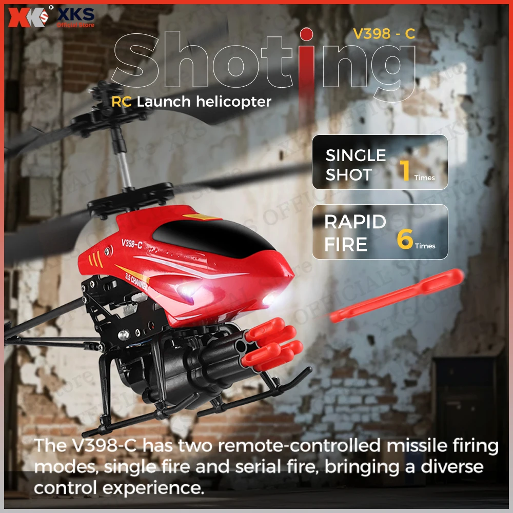 XKS WLtoys V398-C RC Helicopter 2.4GHZ 6-Axis Gyro Pressure Altitude Hold Launch Function Remote Control Aircraft Toy for Kids