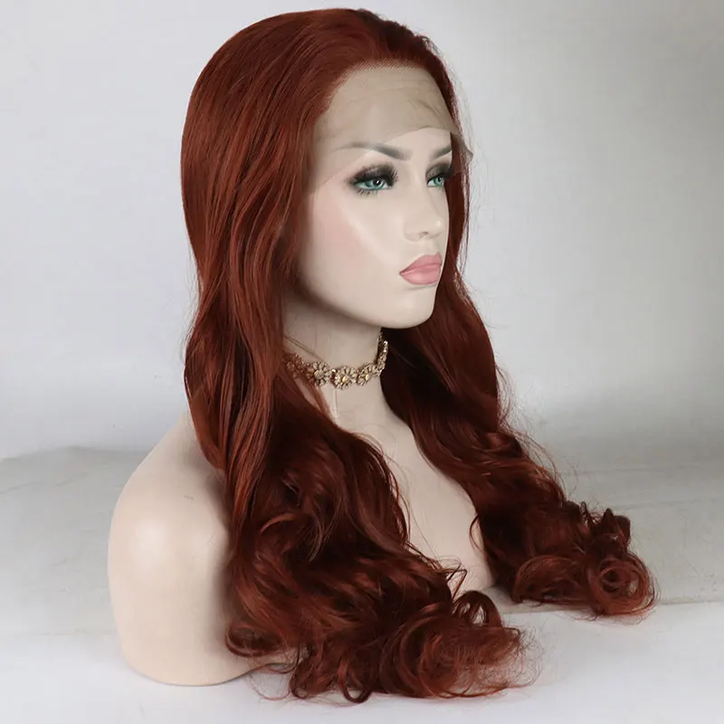 Orange Deep Wave Synthetic 13x4 Lace Front Wigs High Quality Heat Resistant Fiber Hair Natural Hairline Free Parting For Women